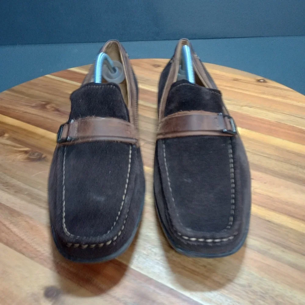 Florsheim Comfortech Driving Loafers Mens Sz 9.5 D Moc Brown Suede Leather Strap